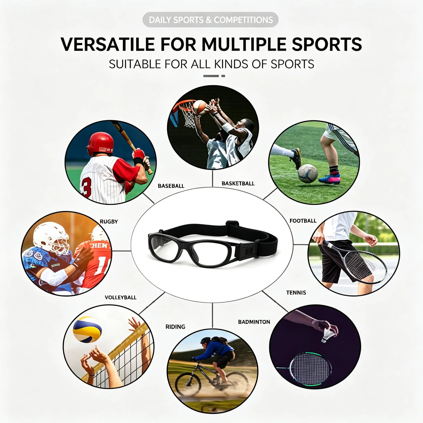 Professional Children Basketball Sports Glasses for Outdoor Cycling Football, Multi-Sport Impact Resistant Protective Goggles