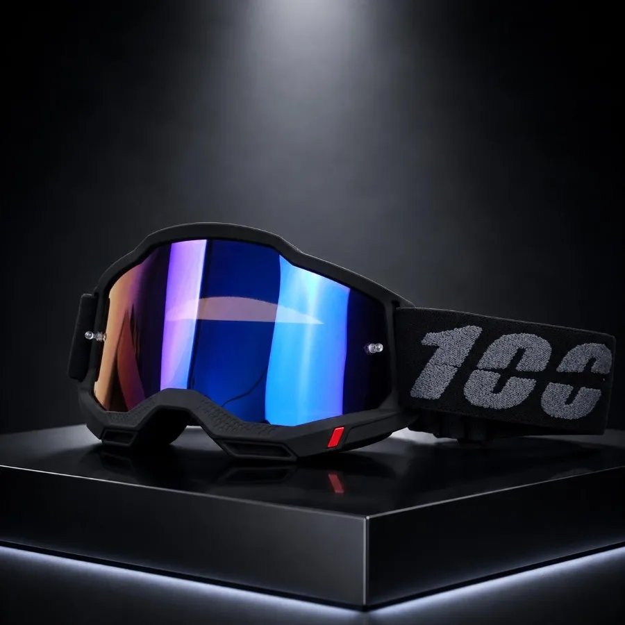 Motocross Goggles for Men Women, Motorcycle Riding Goggles with PC Lens, Adjustable Strap, Wind Dust Protection Eyewear for Dirt Bike ATV MTB Off-Road Cycling