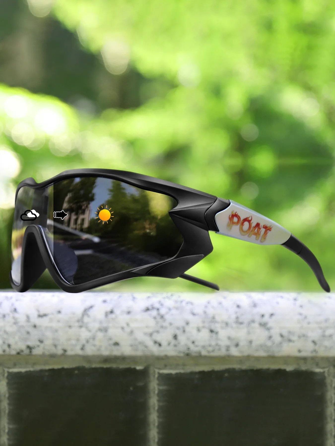 Unisex Photochromic Motorcycle Glasses Big Frame Outdoor Sports Cycling Running Hiking Driving Protective Goggles for Men Women
