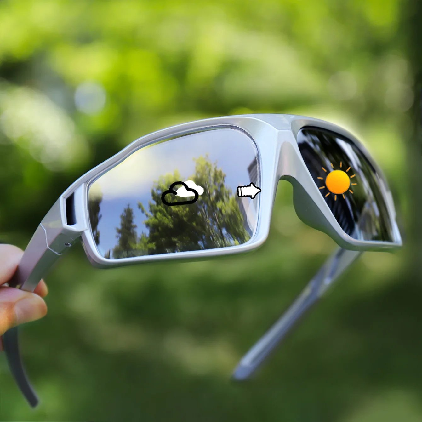 Unisex Photochromic Motorcycle Glasses Big Frame Outdoor Sports Cycling Running Hiking Driving Protective Goggles for Men Women