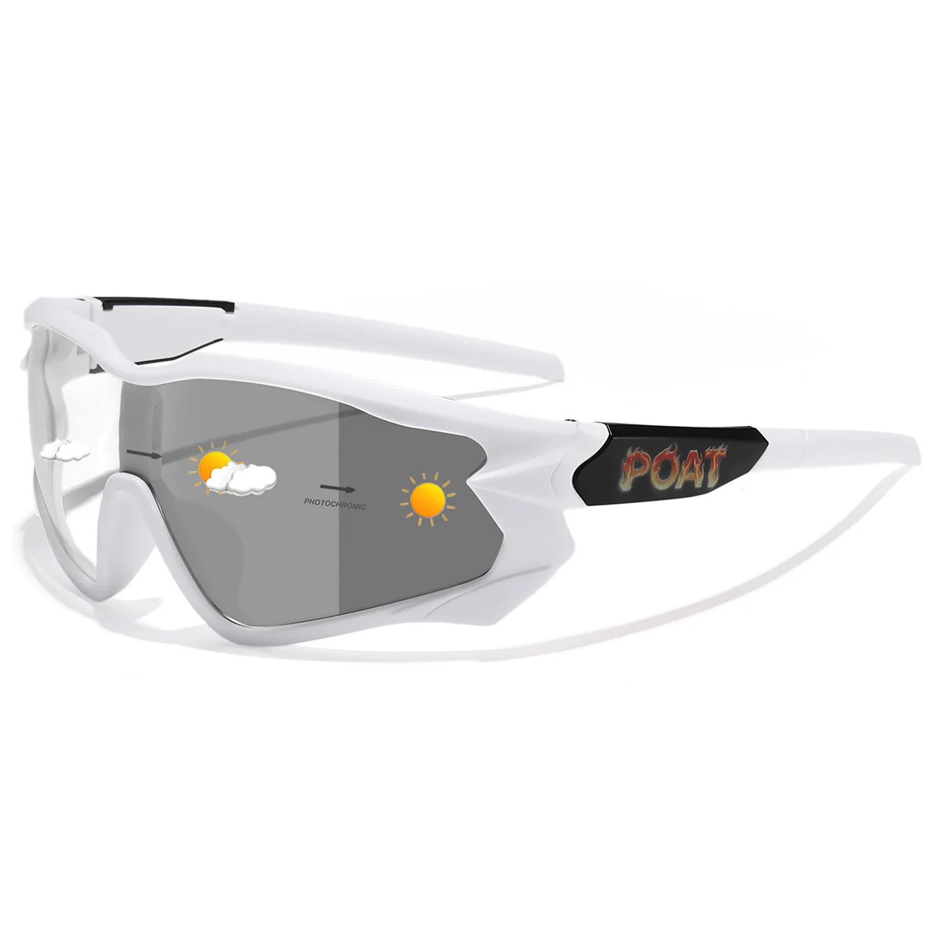 Unisex Photochromic Motorcycle Glasses Big Frame Outdoor Sports Cycling Running Hiking Driving Protective Goggles for Men Women