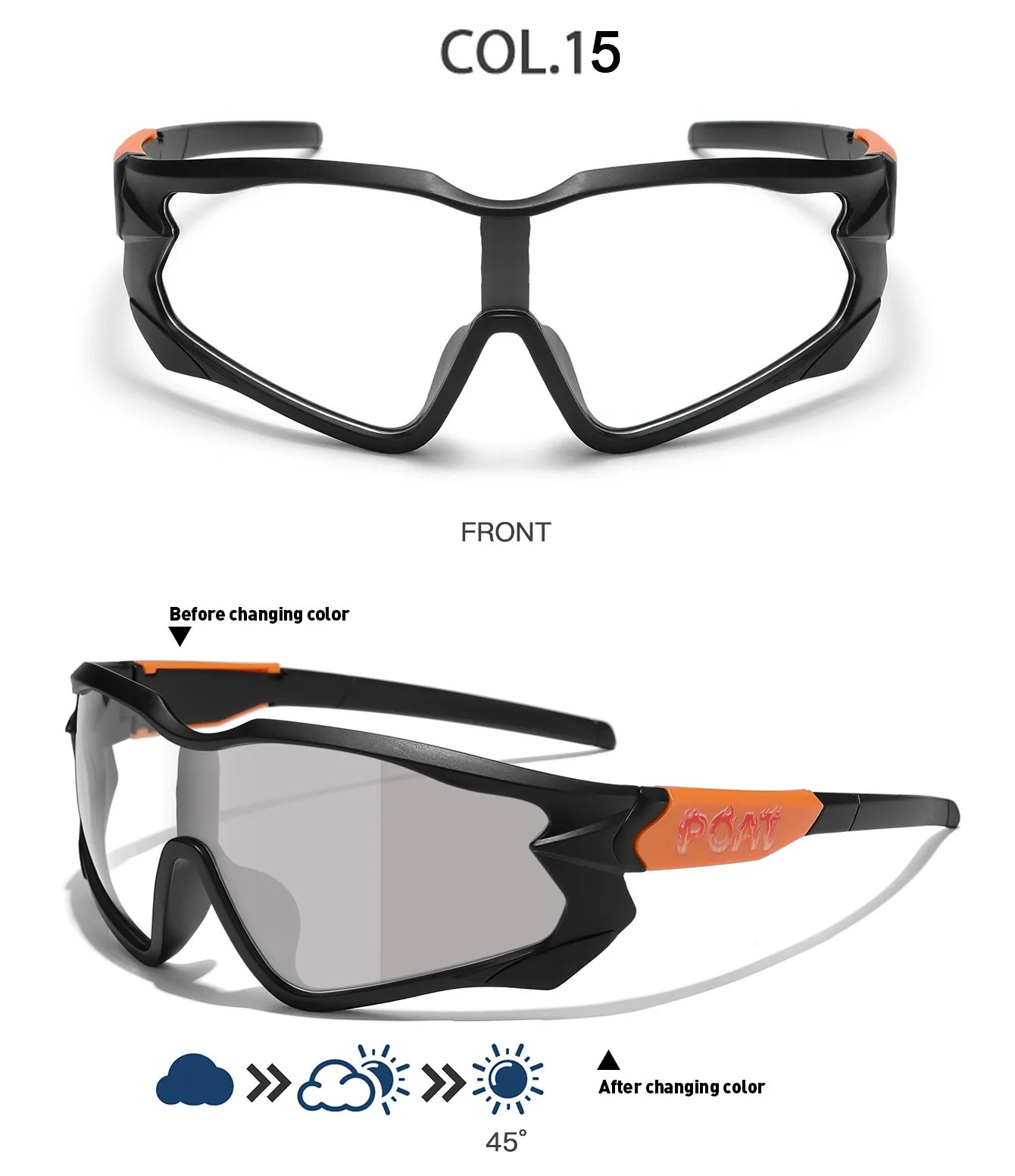 Unisex Photochromic Motorcycle Glasses Big Frame Outdoor Sports Cycling Running Hiking Driving Protective Goggles for Men Women