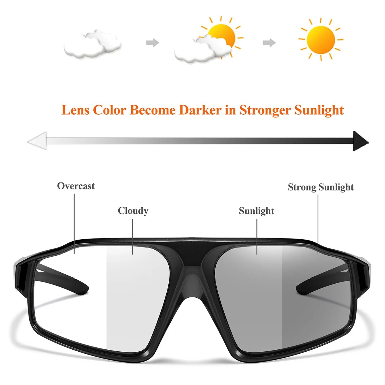 Unisex Photochromic Motorcycle Glasses Big Frame Outdoor Sports Cycling Running Hiking Driving Protective Goggles for Men Women