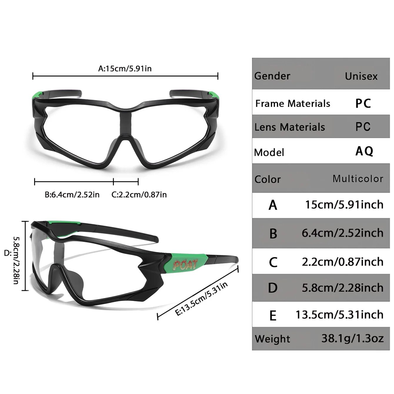 Unisex Photochromic Motorcycle Glasses Big Frame Outdoor Sports Cycling Running Hiking Driving Protective Goggles for Men Women