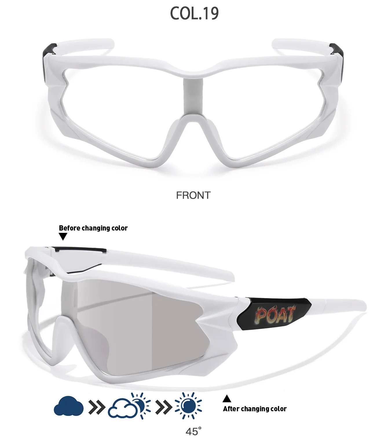 Unisex Photochromic Motorcycle Glasses Big Frame Outdoor Sports Cycling Running Hiking Driving Protective Goggles for Men Women