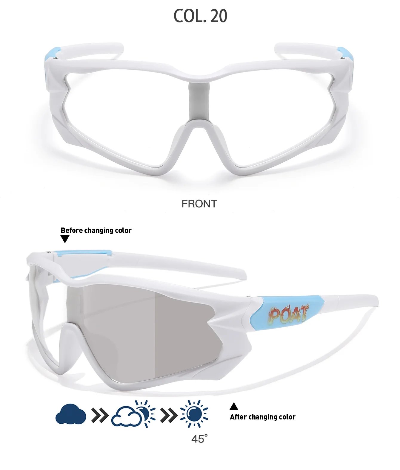 Unisex Photochromic Motorcycle Glasses Big Frame Outdoor Sports Cycling Running Hiking Driving Protective Goggles for Men Women