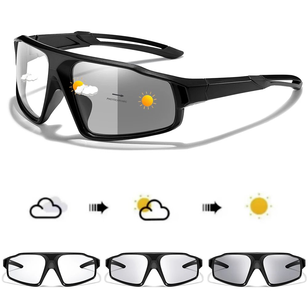 Unisex Photochromic Motorcycle Glasses Big Frame Outdoor Sports Cycling Running Hiking Driving Protective Goggles for Men Women