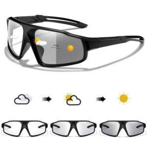Unisex Photochromic Motorcycle Glasses Big Frame Outdoor Sports Cycling Running Hiking Driving Protective Goggles for Men Women