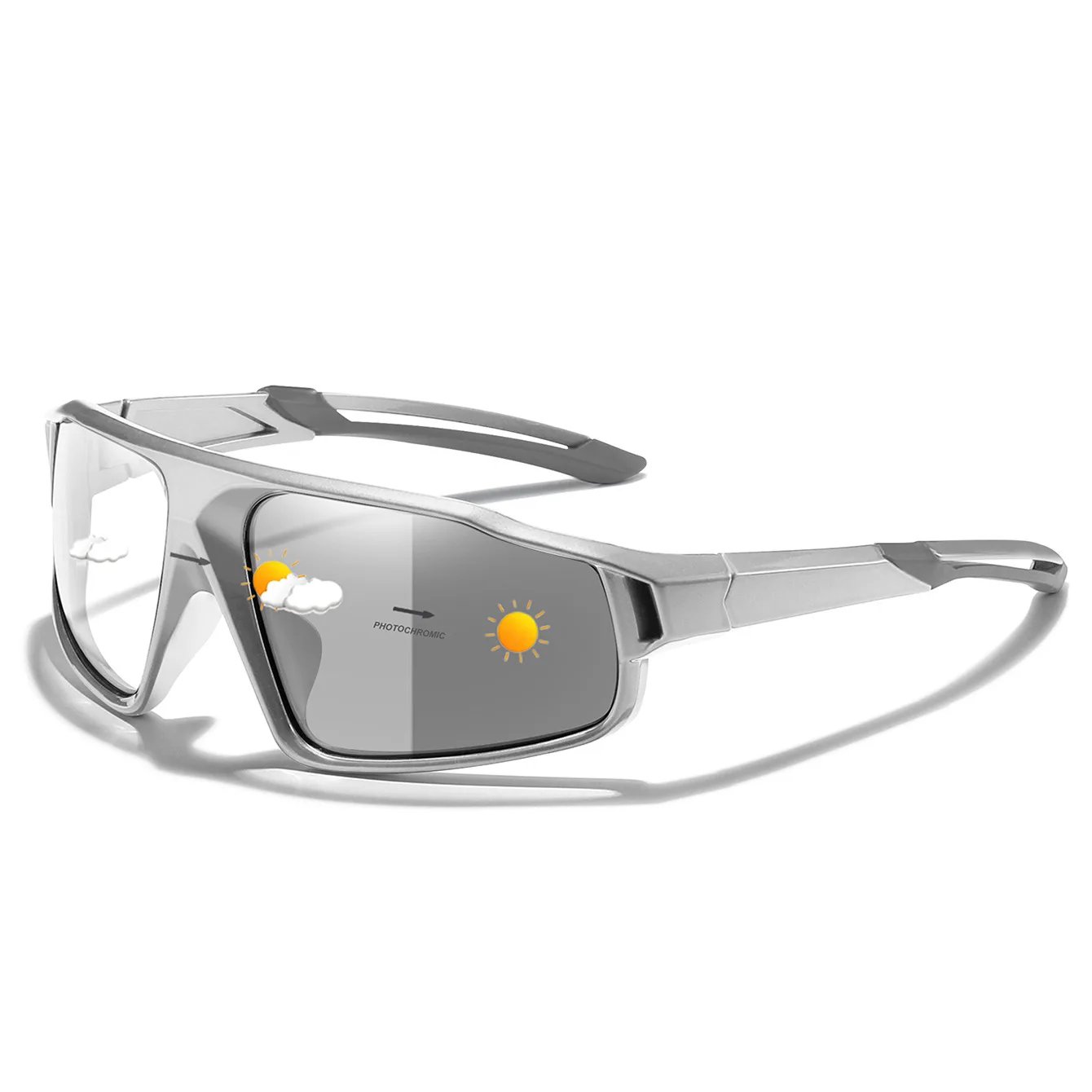 Unisex Photochromic Motorcycle Glasses Big Frame Outdoor Sports Cycling Running Hiking Driving Protective Goggles for Men Women