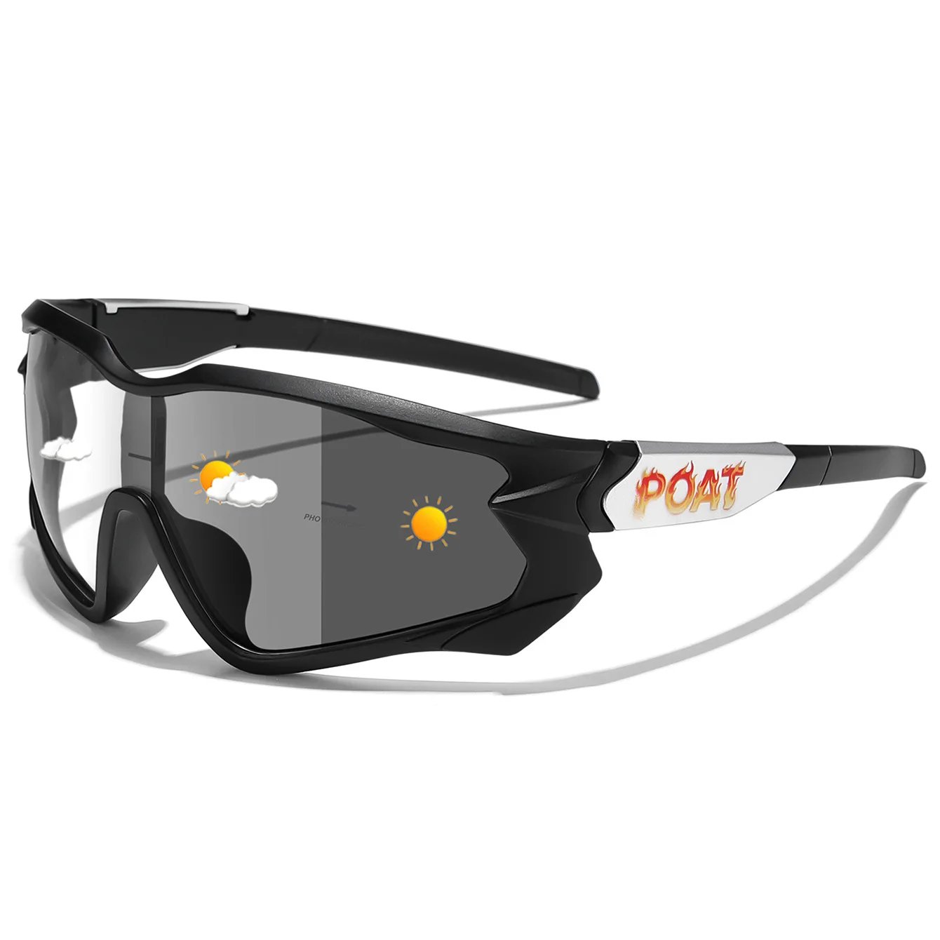 Unisex Photochromic Motorcycle Glasses Big Frame Outdoor Sports Cycling Running Hiking Driving Protective Goggles for Men Women