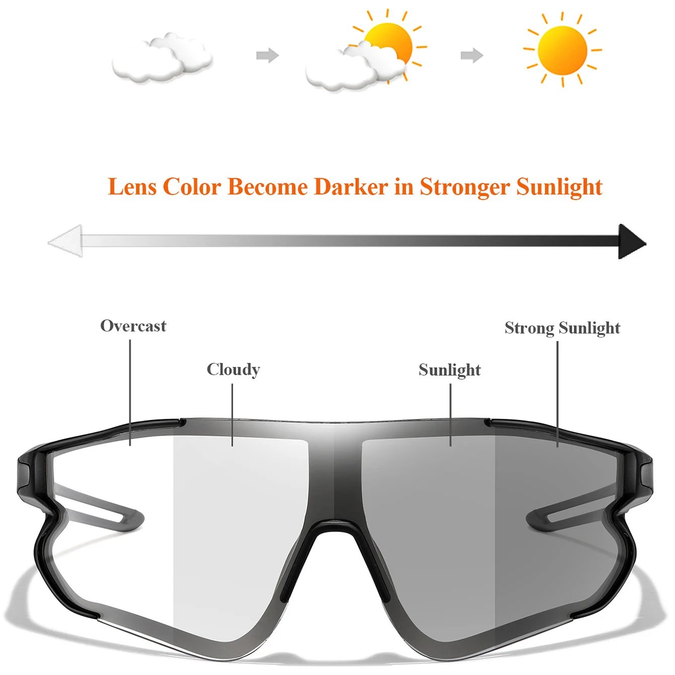 Men Women Photochromic Motorcycle Glasses Outdoor Sports Big Frame Windproof Cycling Running Hiking Goggles
