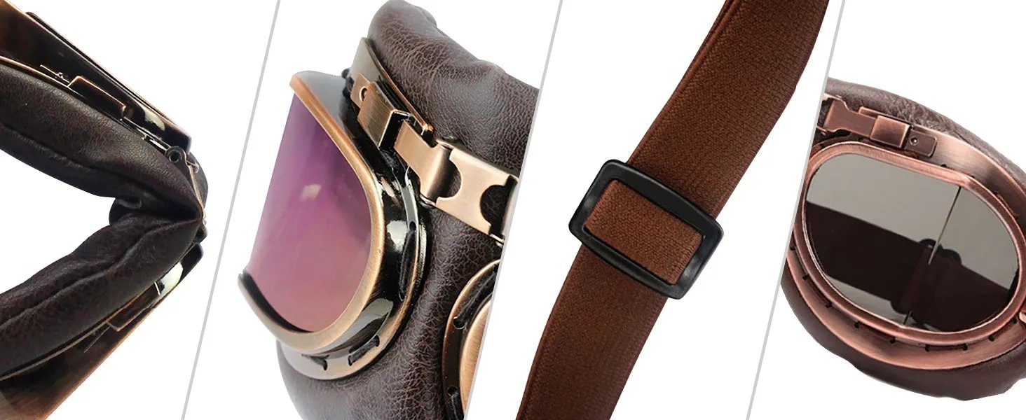 Vintage Motorcycle & ATV Goggles, Dirt Bike Racing Glasses, Windproof Dustproof Off-Road Eyewear, Copper Frame Silver Lens Vintage Motorcycle & ATV Goggles, Dirt Bike Racing Glasses, Windproof Dustproof Off-Road Eyewear, Copper Frame Silver Lens