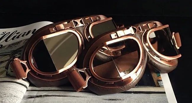 Vintage Motorcycle & ATV Goggles, Dirt Bike Racing Glasses, Windproof Dustproof Off-Road Eyewear, Copper Frame Silver Lens Vintage Motorcycle & ATV Goggles, Dirt Bike Racing Glasses, Windproof Dustproof Off-Road Eyewear, Copper Frame Silver Lens