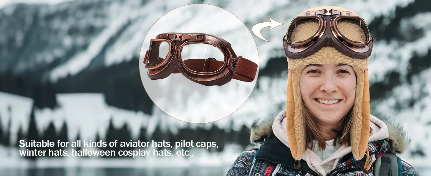 Vintage Motorcycle & ATV Goggles, Dirt Bike Racing Glasses, Windproof Dustproof Off-Road Eyewear, Copper Frame Silver Lens Vintage Motorcycle & ATV Goggles, Dirt Bike Racing Glasses, Windproof Dustproof Off-Road Eyewear, Copper Frame Silver Lens