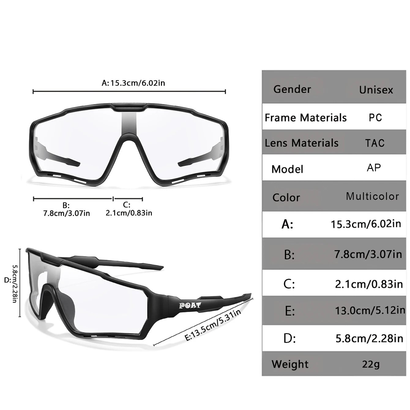 POAT Brand Motorcycle Photochromic Windproof Sunglasses Men MTB Bike Bicycle Eyewear Sports Cycling Fishing Running Glasses