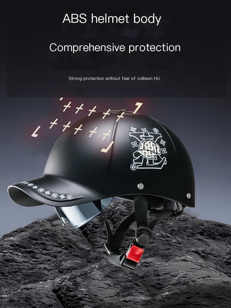2025 For Cafe Racer Chopper Scooter Safety Hard Hat Half Face Vintage Summer Cap Motorcycle Half Helmet Baseball Cap Style