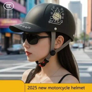 2025 For Cafe Racer Chopper Scooter Safety Hard Hat Half Face Vintage Summer Cap Motorcycle Half Helmet Baseball Cap Style
