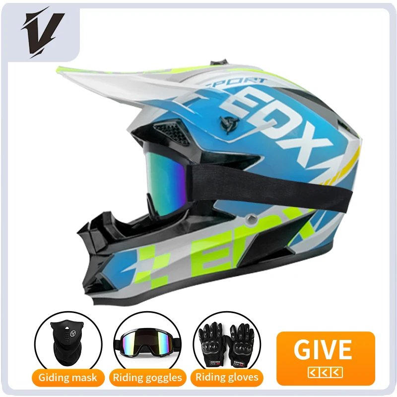 Full Face Motorcycle Helmet Motorcycle Motocross Race Downhill AM DH Children Adult Universal Helmet with 3 Piece Gift
