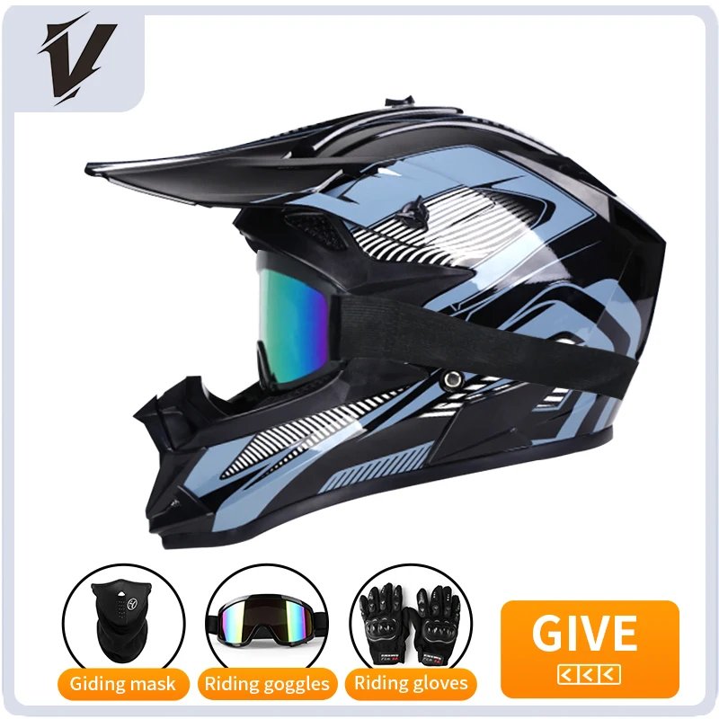 Full Face Motorcycle Helmet Motorcycle Motocross Race Downhill AM DH Children Adult Universal Helmet with 3 Piece Gift