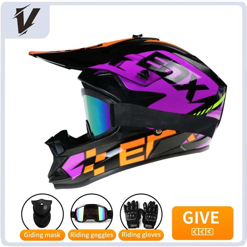 Full Face Motorcycle Helmet Motorcycle Motocross Race Downhill AM DH Children Adult Universal Helmet with 3 Piece Gift
