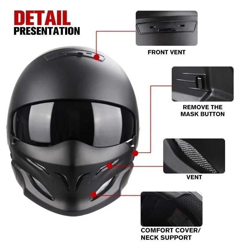 Combination Helmet Detachable Multi-purpose Combination Helmet Motorcycle Locomotive Personality Half Predator Helmet