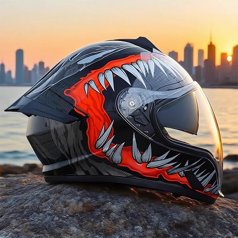 DOT 3C Certified Adult Modular Full Face Motorcycle Helmet Dual Sunshade Lenses Anti-UV Quick Release Helmet Casco Capacete