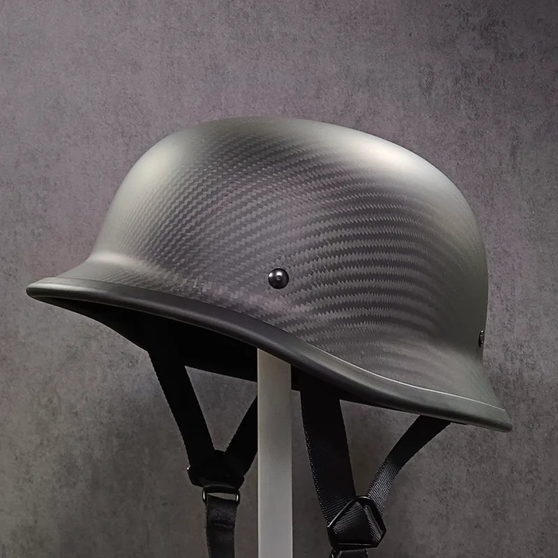 Carbon Fiber Vintage Ladle Helmet DOT Certified Motorcycle Helmet Cruise Motorcycle German Soldier Helmet Half Helmet