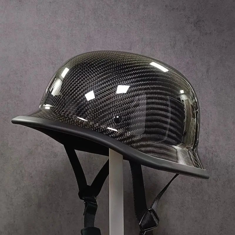 Carbon Fiber Vintage Ladle Helmet DOT Certified Motorcycle Helmet Cruise Motorcycle German Soldier Helmet Half Helmet