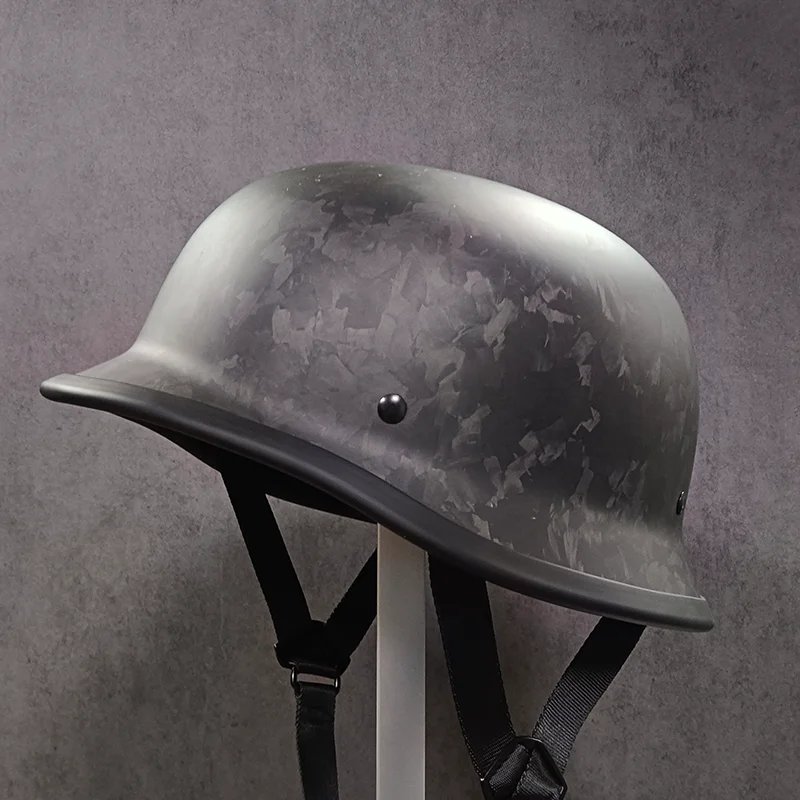 Carbon Fiber Vintage Ladle Helmet DOT Certified Motorcycle Helmet Cruise Motorcycle German Soldier Helmet Half Helmet