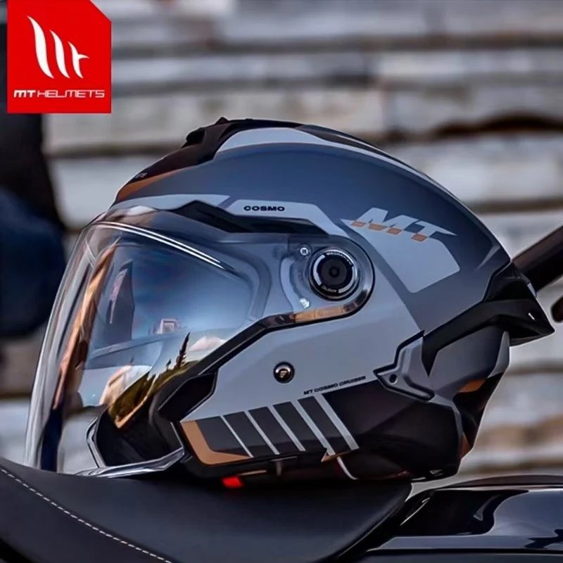 MT Motorcycle Helmet MT Cosmo SV 3/4 Open Face Helmet Men Women Breathable Double Lenses Tail Jet Scooter Motorbike Half Helmets
