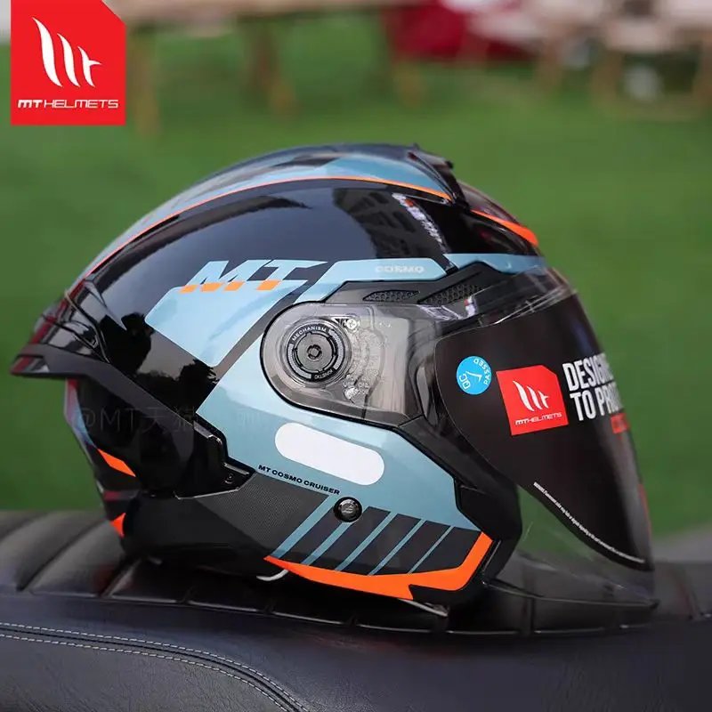 MT Motorcycle Helmet MT Cosmo SV 3/4 Open Face Helmet Men Women Breathable Double Lenses Tail Jet Scooter Motorbike Half Helmets