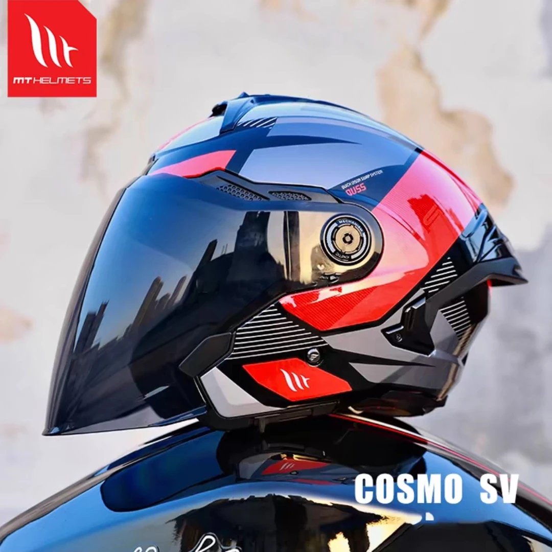MT Motorcycle Helmet MT Cosmo SV 3/4 Open Face Helmet Men Women Breathable Double Lenses Tail Jet Scooter Motorbike Half Helmets
