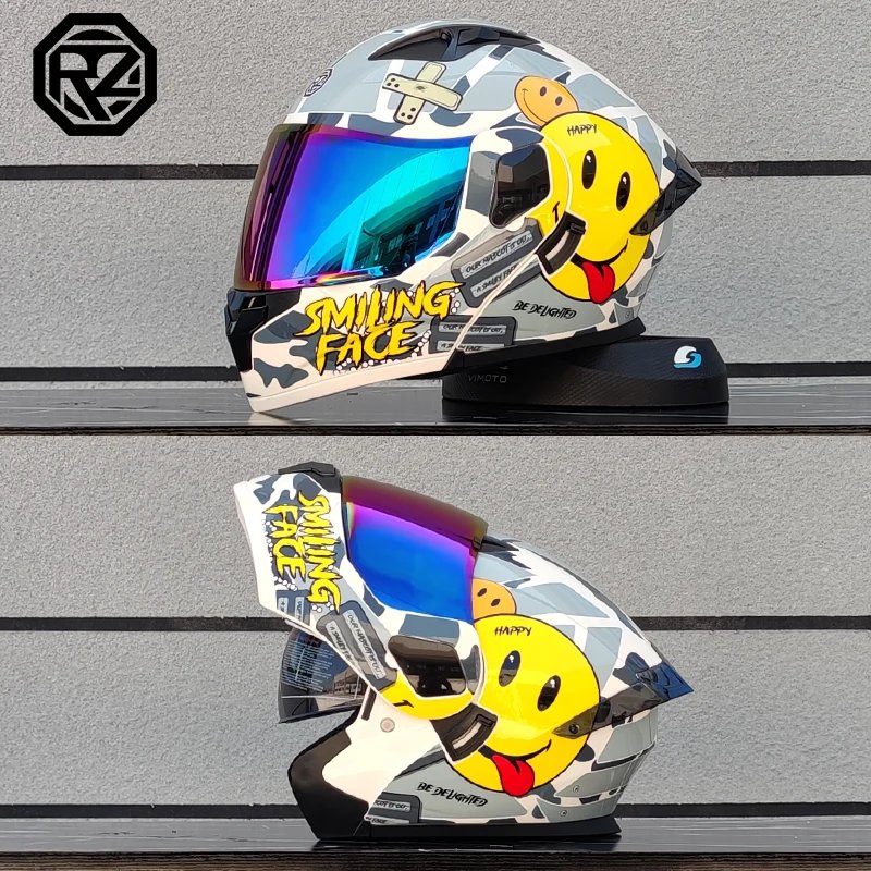 2025 professional motorcycle sports flip helmet ABS material modular dual lens full face helmet DOT certification