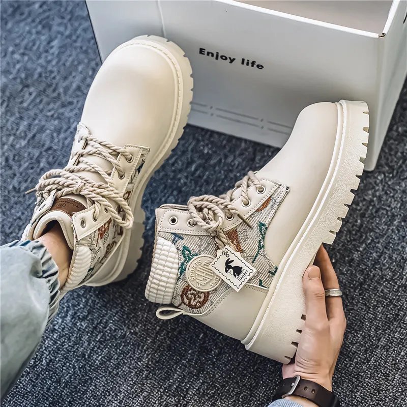 Men's Winter and Autumn High-top American Workwear Ankle Boots, Outdoor Anti-slip and Wear-resistant Sports and Cycling Boots