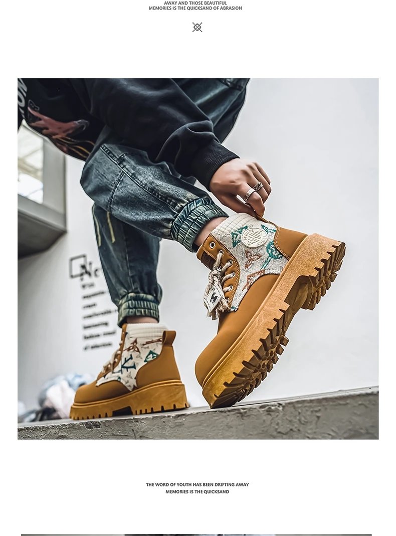 Men's Winter and Autumn High-top American Workwear Ankle Boots, Outdoor Anti-slip and Wear-resistant Sports and Cycling Boots