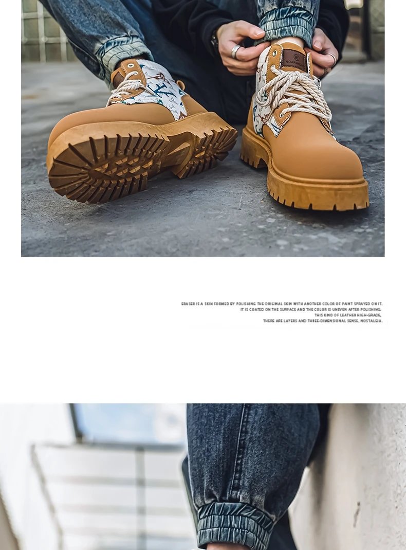Men's Winter and Autumn High-top American Workwear Ankle Boots, Outdoor Anti-slip and Wear-resistant Sports and Cycling Boots