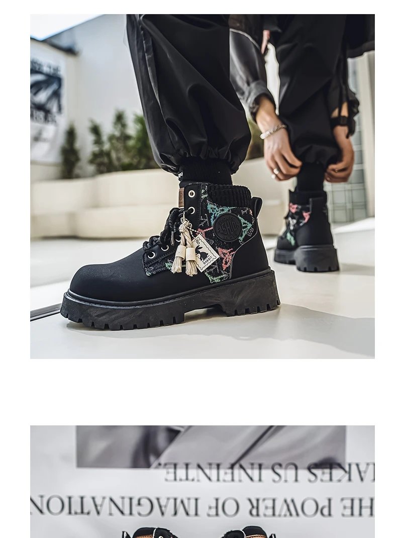 Men's Winter and Autumn High-top American Workwear Ankle Boots, Outdoor Anti-slip and Wear-resistant Sports and Cycling Boots