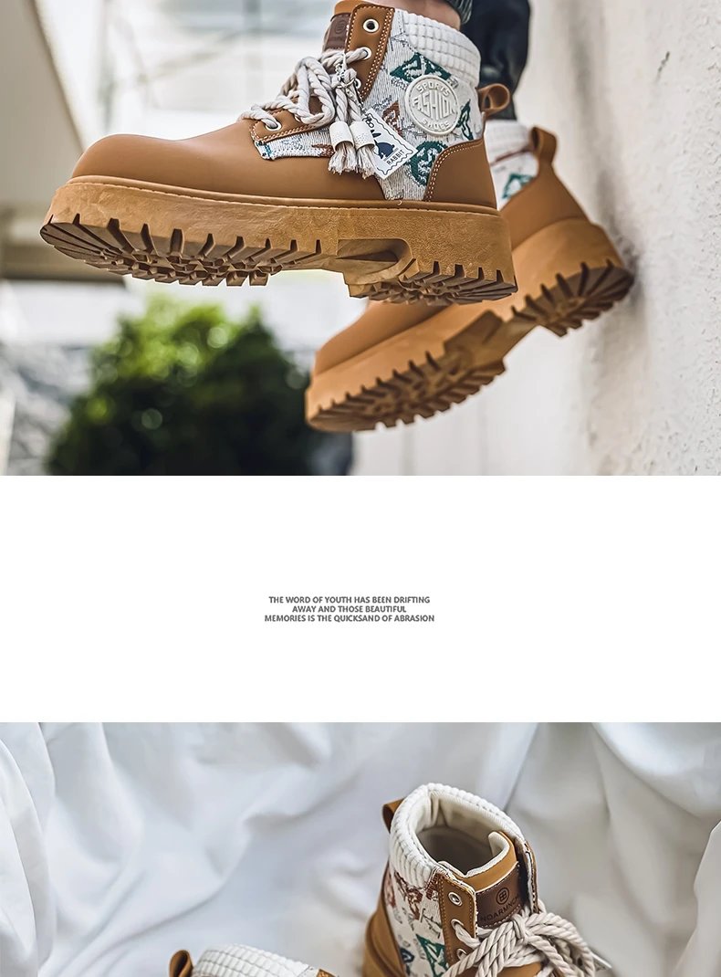 Men's Winter and Autumn High-top American Workwear Ankle Boots, Outdoor Anti-slip and Wear-resistant Sports and Cycling Boots