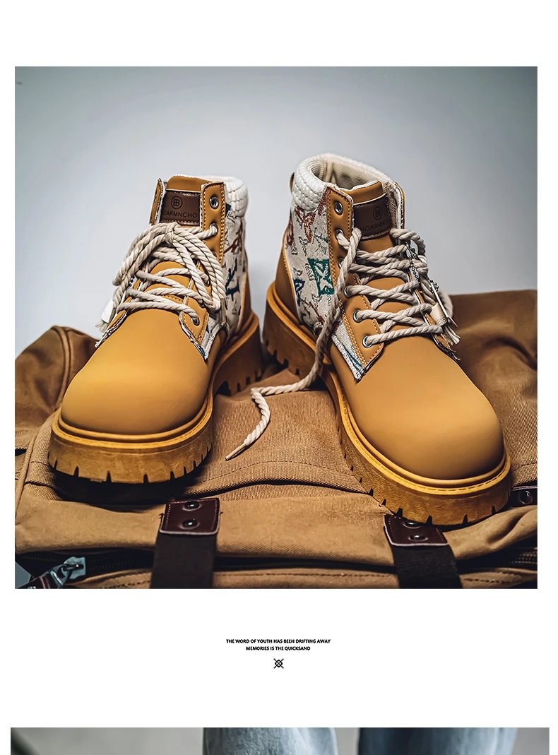Men's Winter and Autumn High-top American Workwear Ankle Boots, Outdoor Anti-slip and Wear-resistant Sports and Cycling Boots