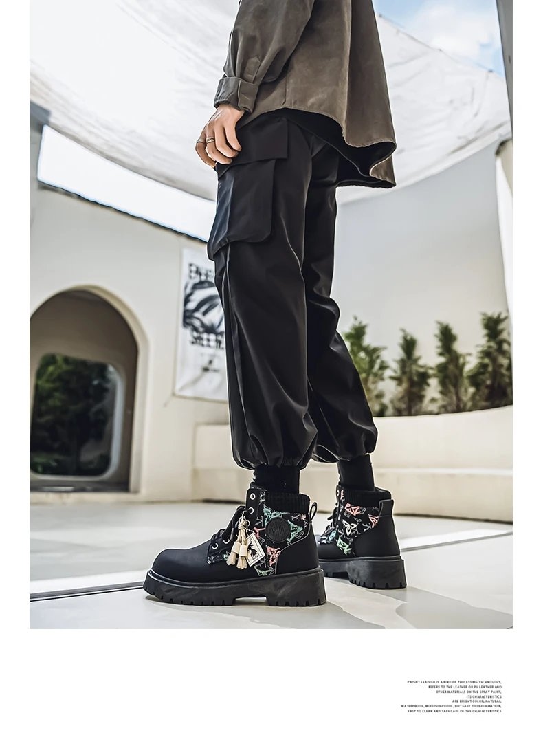 Men's Winter and Autumn High-top American Workwear Ankle Boots, Outdoor Anti-slip and Wear-resistant Sports and Cycling Boots