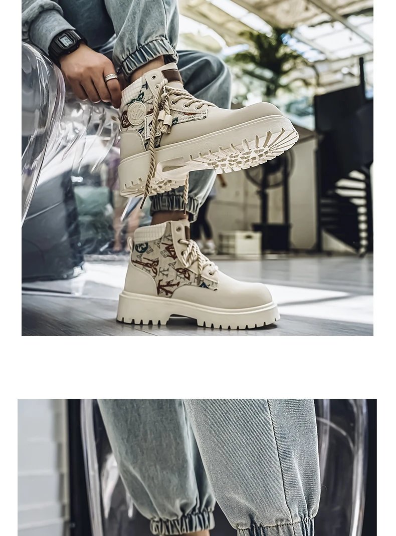 Men's Winter and Autumn High-top American Workwear Ankle Boots, Outdoor Anti-slip and Wear-resistant Sports and Cycling Boots