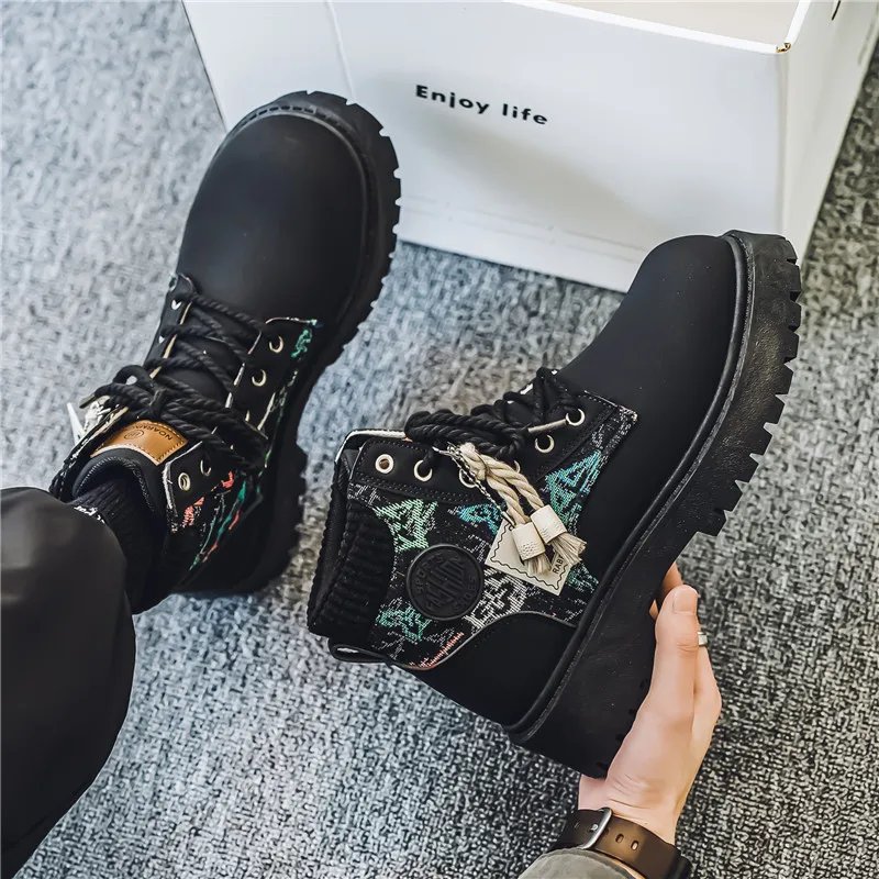 Men's Winter and Autumn High-top American Workwear Ankle Boots, Outdoor Anti-slip and Wear-resistant Sports and Cycling Boots
