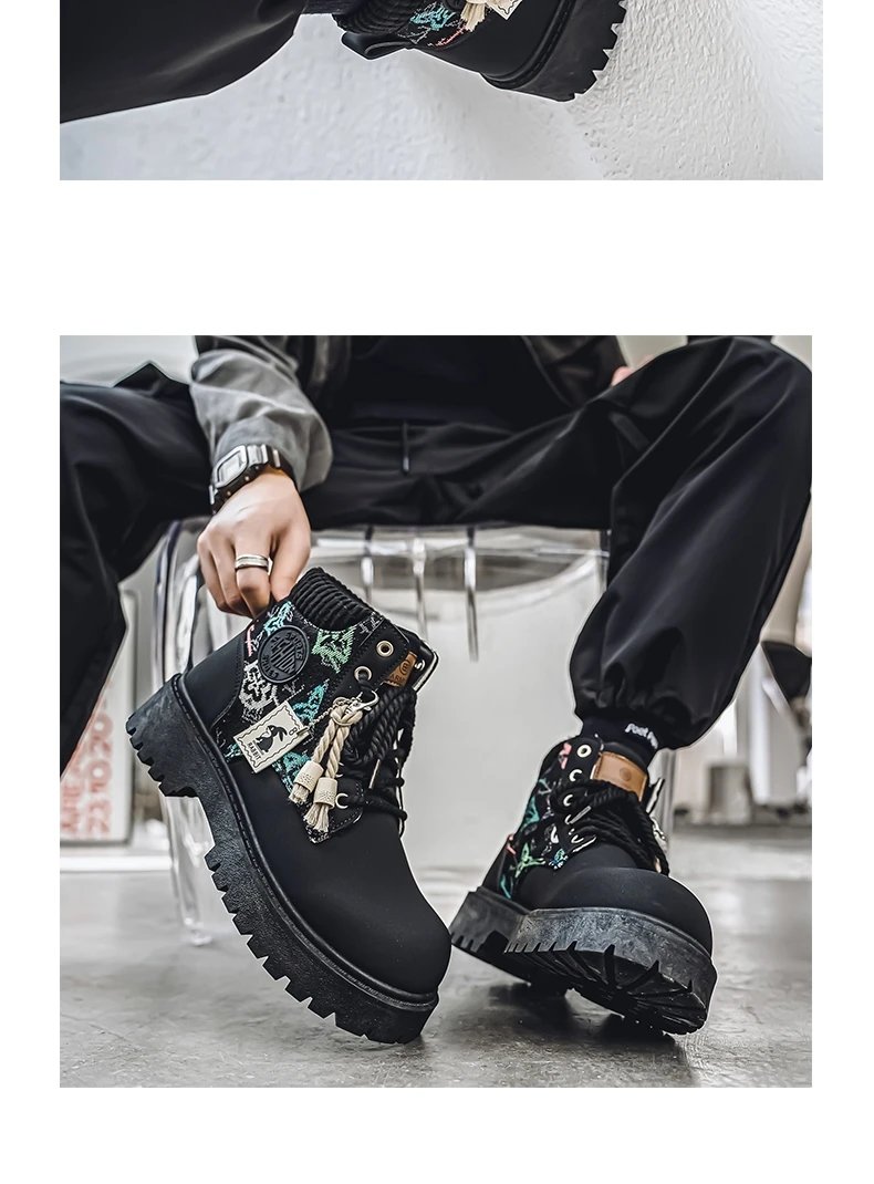 Men's Winter and Autumn High-top American Workwear Ankle Boots, Outdoor Anti-slip and Wear-resistant Sports and Cycling Boots
