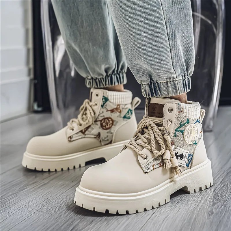 Men's Winter and Autumn High-top American Workwear Ankle Boots, Outdoor Anti-slip and Wear-resistant Sports and Cycling Boots