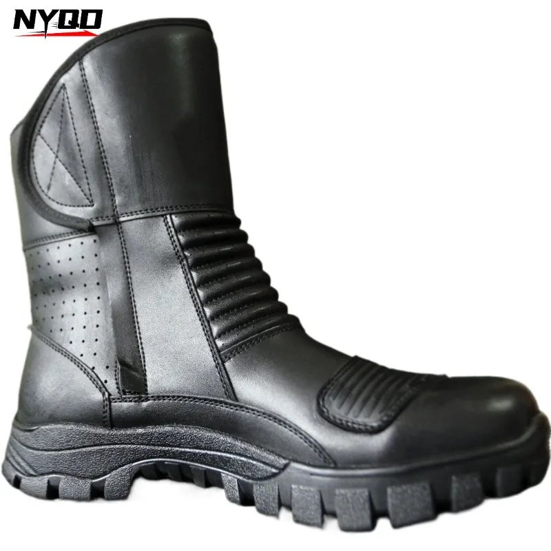 Men Summer Breathable Motorcycle Riding Boot Anti-Slip Anti-Fall Motorbike Racing Shoes Comfortable Outdoor Protective Boots