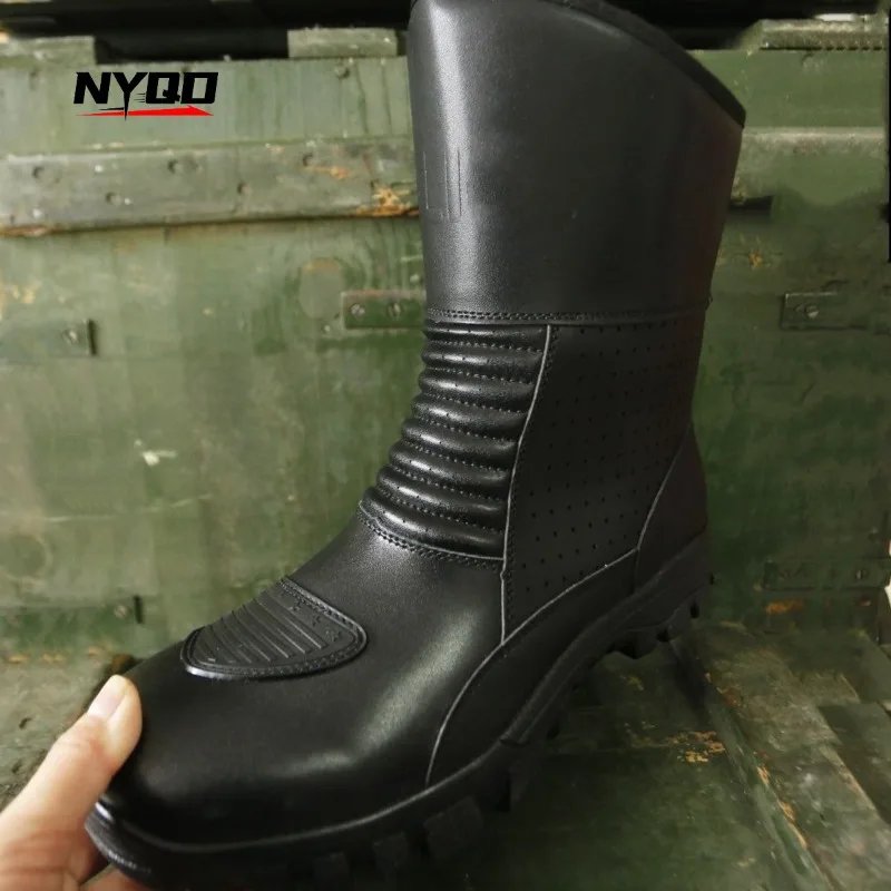 Men Summer Breathable Motorcycle Riding Boot Anti-Slip Anti-Fall Motorbike Racing Shoes Comfortable Outdoor Protective Boots