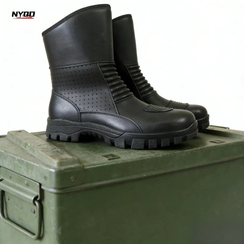 Men Summer Breathable Motorcycle Riding Boot Anti-Slip Anti-Fall Motorbike Racing Shoes Comfortable Outdoor Protective Boots