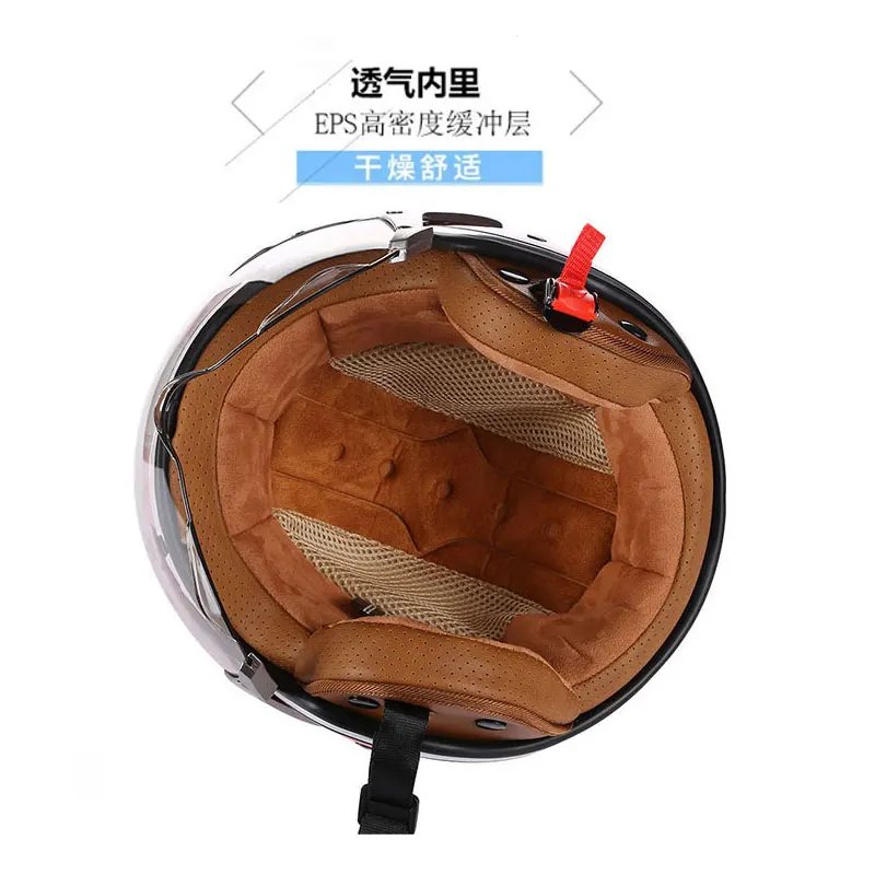 New Open Face 3/4 Motorcycle Helmet Retro Motorbike Helmets Vintage Chopper Capacete De Moto Bike Scooter With For Men Women DOT