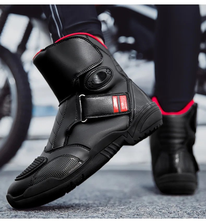 Summer Black Leather Motorcycle Shoes Men Women Waterproof Breathable Rally Boots Adventure Off-Road Motorcycle Boots Retro