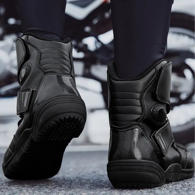 Summer Black Leather Motorcycle Shoes Men Women Waterproof Breathable Rally Boots Adventure Off-Road Motorcycle Boots Retro
